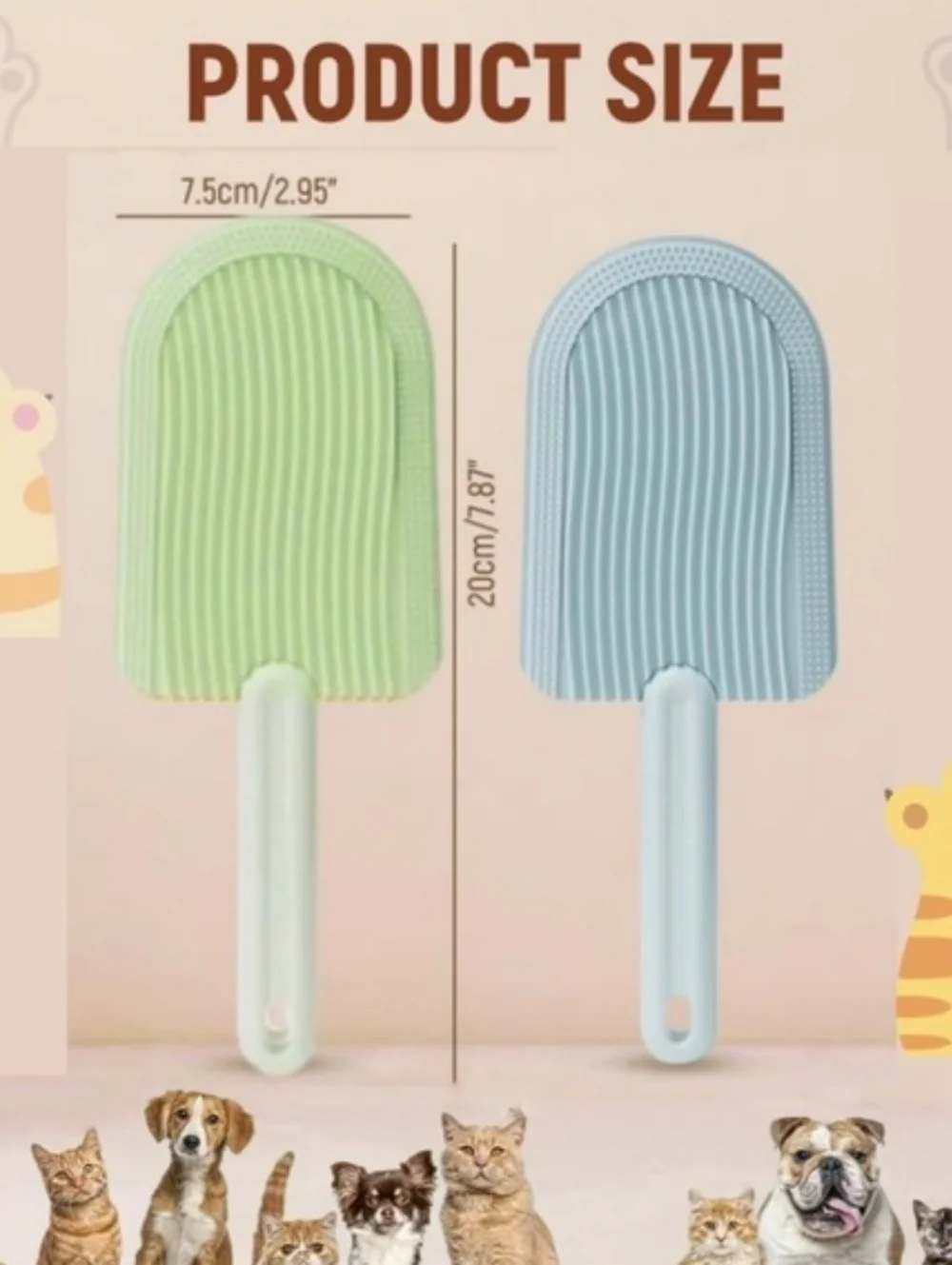 Dual Pack Silicone Pet Brush - Mint & Baby Blue